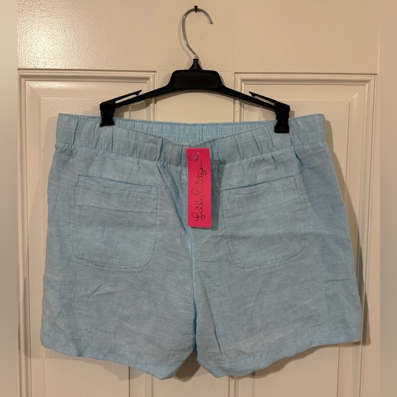 Lilly Pulitzer Blue Lagoon Lilo Linen Women's Shorts - Picture 3 of 9